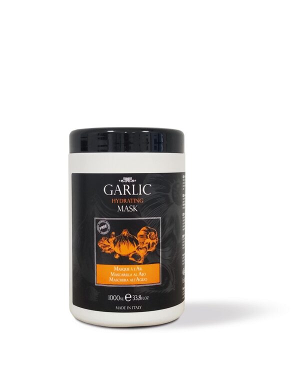 Garlic plaukus drėkinanti kaukė su česnakų ekstraktu ir linų sėmenų aliejumi